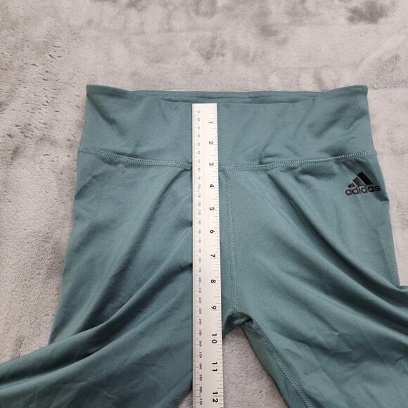 Adidas Leggings Womens S Green Climalite Logo Spellout Athletic Yoga Running Gym - Picture 9 of 12